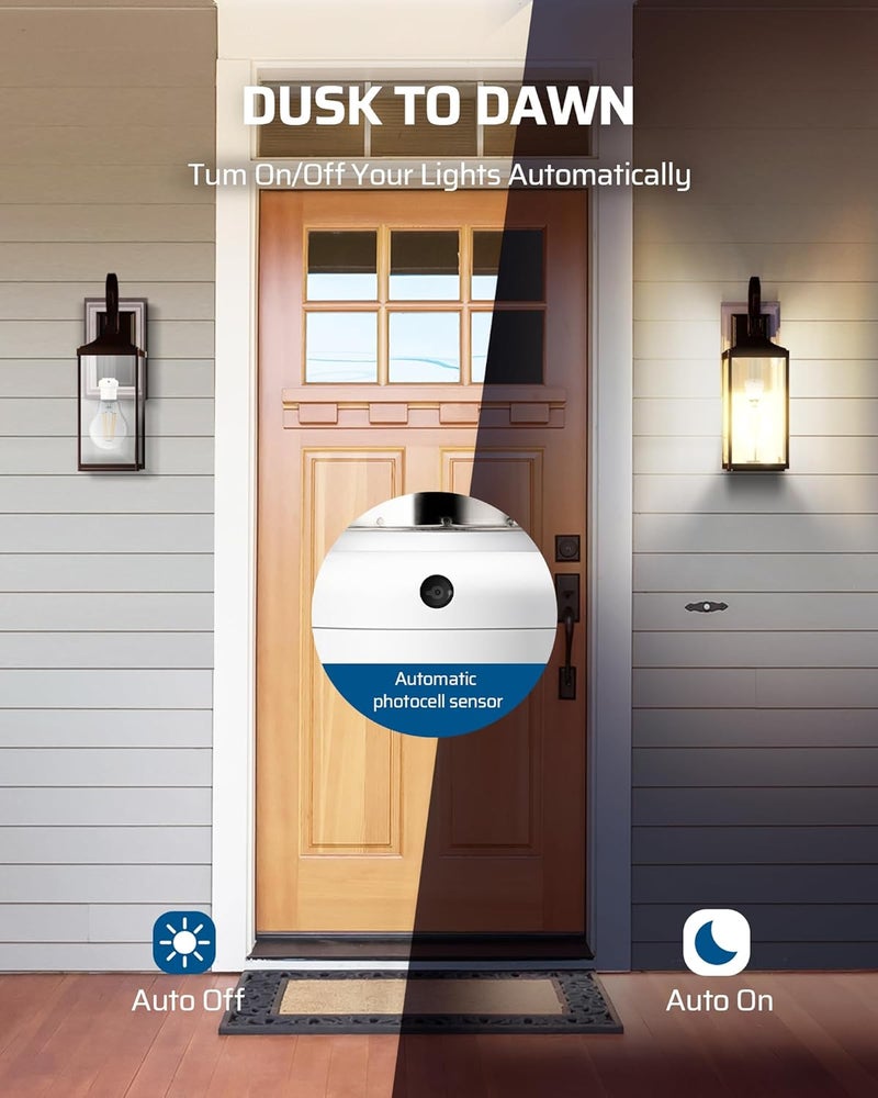 DEWENWILS Light Sensor Socket, Dusk to Dawn Sensor Socket, Light Bulb Socket for Light Fixtures, Compatible with Incandescent/CFL/LED/Halogen Bulbs, 4 Pack, ETL Listed - Image 3